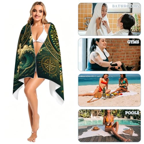 Nordic Viking Waves Tree of Life Beach Towel 36x72 Inches Large Absorbent Quick Dry
