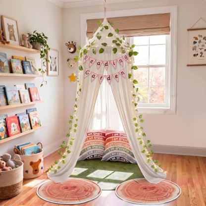 Kids Reading Corner Tent Set with Cushions & Lights - Cozy Play Nook