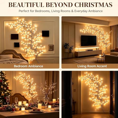 Warm White Enchanted Willow Vine Lights for Wall - 5.9ft, 96 LEDs, Remote Control