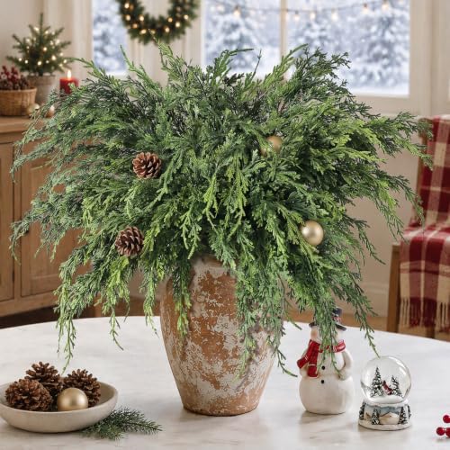 Large Artificial Christmas Cedar Branches for Vase Decoration - 12 Pack, 36 Inch