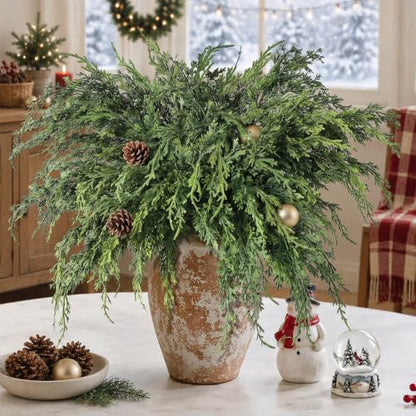 Large Artificial Christmas Cedar Branches for Vase Decoration - 12 Pack, 36 Inch