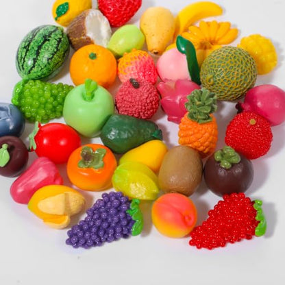 35PCS Resin Artificial Fruit Decor Miniature Fruit Figures for Crafts & Home