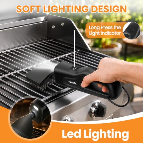 Electric Grill Brush with LED Light - Carbon Variation for Hot & Cold Cleaning