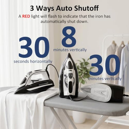 Steam Iron for Clothes with Rapid Heating, 400ml Water Tank & Vertical Steaming