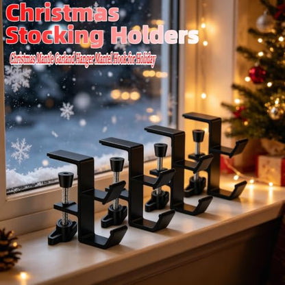 Stocking Holders for Mantle 4-Pack Adjustable Garland Hooks