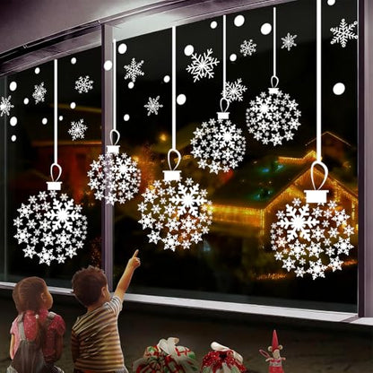 A1 Christmas Large Snowflake Window Clings - Holiday Decor Set