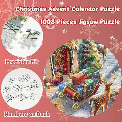 Advent Calendar 2025 Christmas Jigsaw Puzzles - Christmas Workshop 1008 Pieces Advent Puzzles for Kids and Adults, 24 Boxes Christmas Countdown Calendar Christmas Puzzle Gift