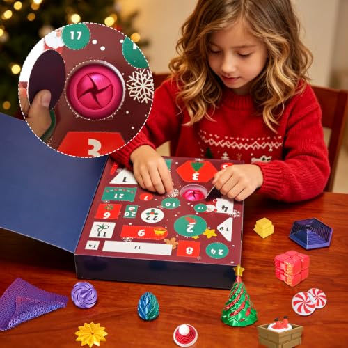 24pcs Fidget Toys Advent Calendar - Stress Relief Spiral Cone & Pyramid Set