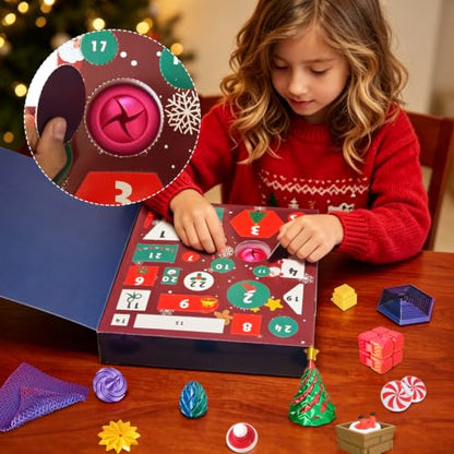 24pcs Fidget Toys Advent Calendar - Stress Relief Spiral Cone & Pyramid Set