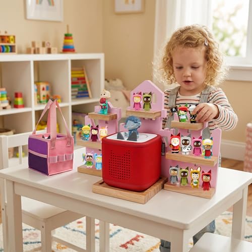 Castle Pink Magnetic Toy Storage Shelf for Toniebox - Kids Room Organizer