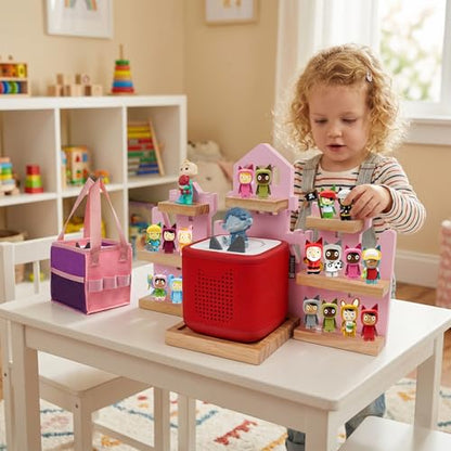 Castle Pink Magnetic Toy Storage Shelf for Toniebox - Kids Room Organizer
