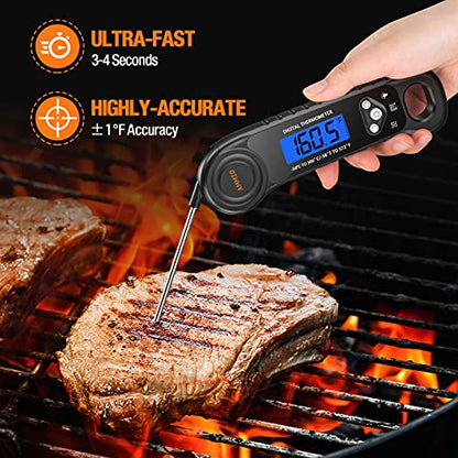 AMMZO Digital Meat Thermometer for Grilling, Instant Read Food Thermometer Waterproof with Backlight for Cooking, Deep Fry, BBQ, Grill, Smoker and Roast