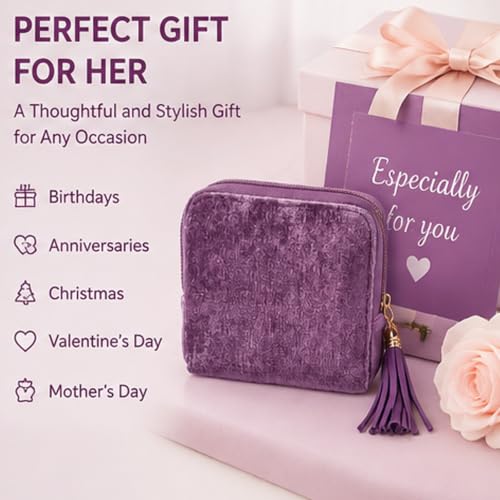Gemmy Tangle-Free Travel Jewelry Case - Purple, Compact Organizer with 6 Pockets