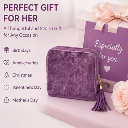 Gemmy Tangle-Free Travel Jewelry Case - Purple, Compact Organizer with 6 Pockets