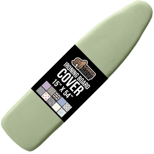 GORILLA GRIP The Original Ironing Board Cover and Pad, Silicone Coating, 400°F Scorch Resistant Thick Padding, Heavy Duty Iron Covers Standard Boards, Hook and Loop Fastener Strap, Sage 15x54