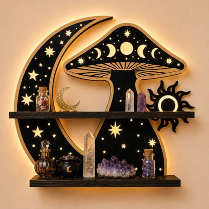 Moon Mushroom Decor LED Display Shelf with Light - 30x30cm