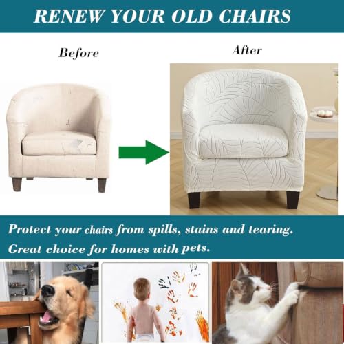 ANWUCHEN 2-Pack White Club Chair Slipcovers - Stretch Armchair Covers for Living Room