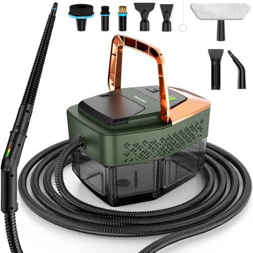 Steam Cleaner for Home with 1800ml Tank, Battery-Free Trigger, Green & Gold