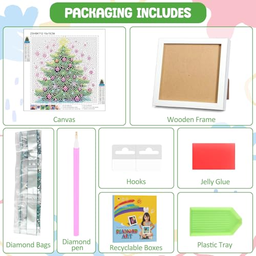 Diamond Art Kit with Frame - Christmas Tree Diamond Painting for Adults & Beginners