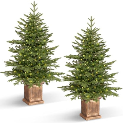 Artificial Christmas Tree 4FT Potted with 100 LED Lights - Natural Green