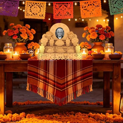 Dia De Los Muertos 3-Tier Wooden Altar Shadow Box - Festive Mexican Folk Art Decor