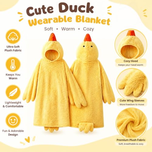Yellow Oversized Wearable Goose Blanket Hoodie Onesie Small