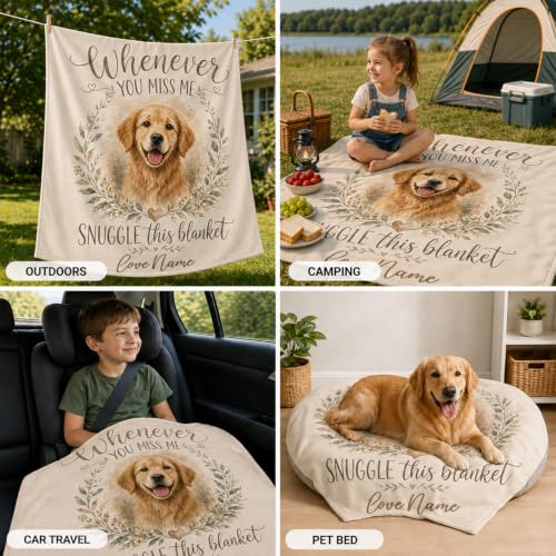 Brown Personalized Dog Face Blanket - Custom Pet Photo Throw