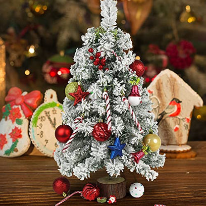 Mini Flocked Christmas Tree - 2 Ft Green Snow Frost Tabletop Holiday Decor