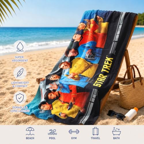 Large Star Trek Beach Towel for Men and Kids - Microfiber Pool & Bath Towel Set