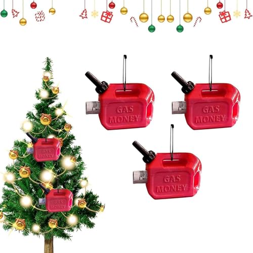 3 Pack Gas Money Gift Holder Ornament - Mini Gas Can Christmas Cash Container