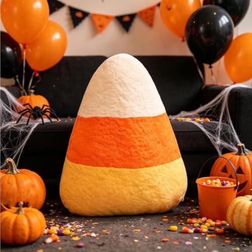 Halloween Candy Corn Throw Pillow - Cute Seasonal Plush Cushion for Couch Bed