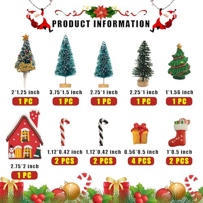 25pcs Christmas Cake Topper Set with Santa Snowman Reindeer and Mini Trees