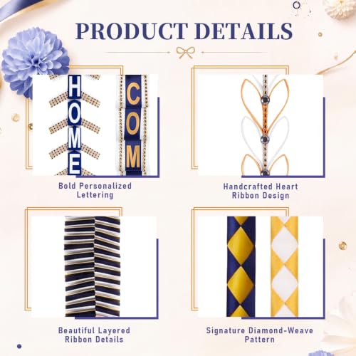 9 Pcs Blue White Gold Homecoming Mum Braid Set for School Spirit Decor