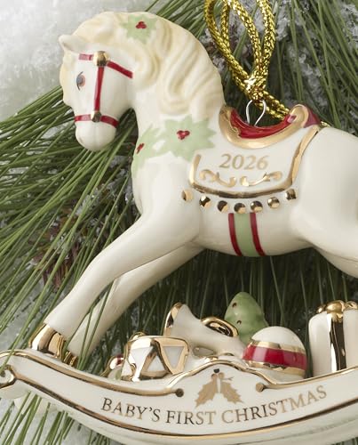Baby's First Christmas Vintage Rocking Horse Ornament - 2026 Dated Keepsake
