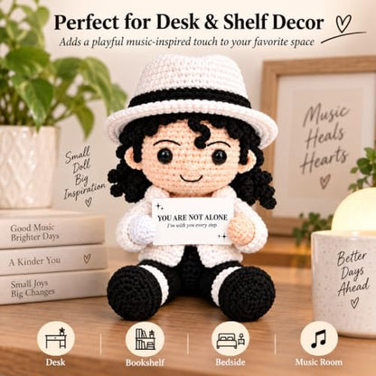 Crochet Music Doll - Encouragement Gift for Music Lovers, Handmade Decor