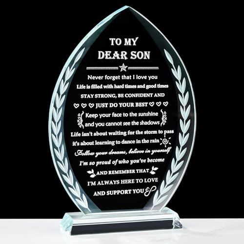 Inspirational Son Gift Crystal Keepsake from Mom Dad - Style 2