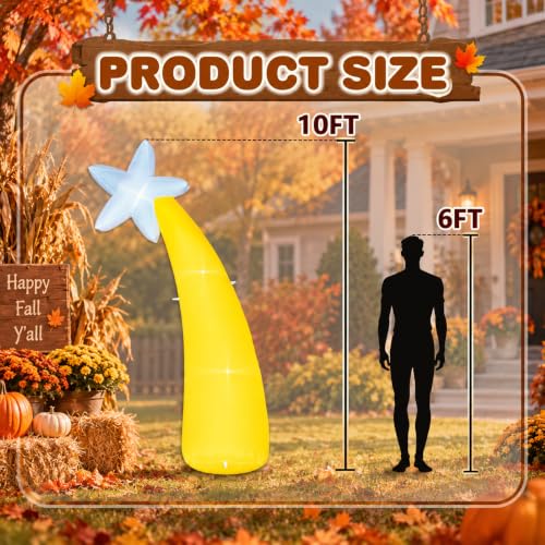 10FT Fall Inflatable Yard Decorations with Yellow Palm Tree & Stars LED Lights