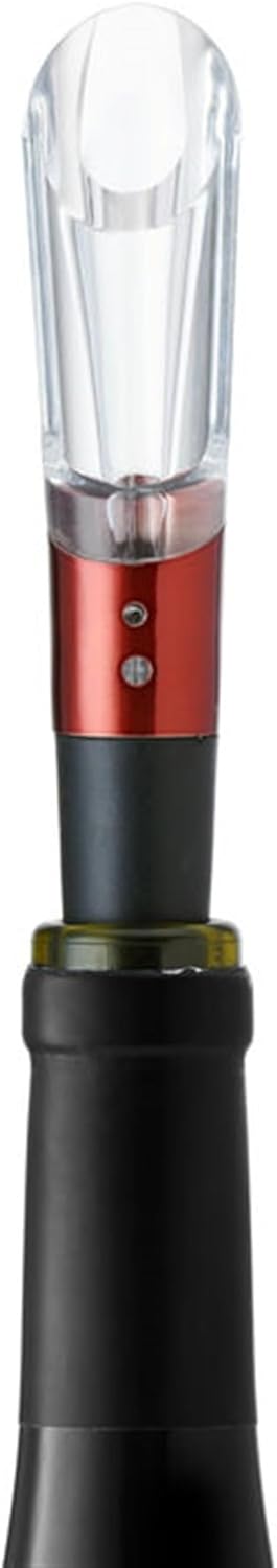 Rabbit Aerate and Preserve Wine Set, Wine/Champagne Sealer and Super Aerator (Red), Standard