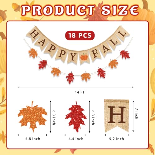 Fall Burlap Banner and Glitter Leaves Garland - Autumn Party Decor