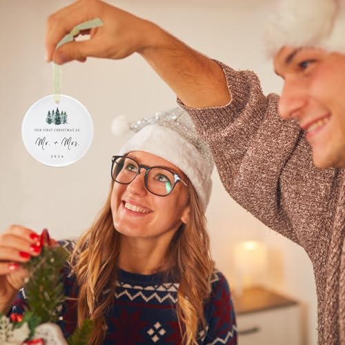 First Christmas as Mr and Mrs Ornament 2026 - Green Christmas Tree Variation