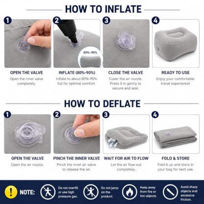 Inflatable Foot Rest for Airplane Travel Portable Leg Pillow for Flights