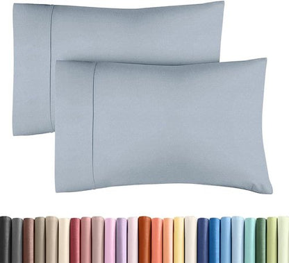 King Standard Pillow Cases - Ultra-Soft Hotel Quality Covers | Fade-Free & Wrinkle Resistant - 2 Piece Set in Heathered Blue