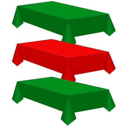 Patelai 12 Pcs Christmas Tablecloths, 54 x 108 Inch, Red & Dark Green - Waterproof Disposable Rectangle Table Covers (Variation: Red, Dark Green+12+54 x 108 Inch)