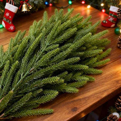 12 Pack 18-Inch Artificial Norfolk Pine Stems - Greenery for Holiday Decor