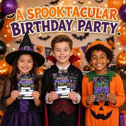 Spooktacular Halloween Birthday Party Invitations - Set of 20