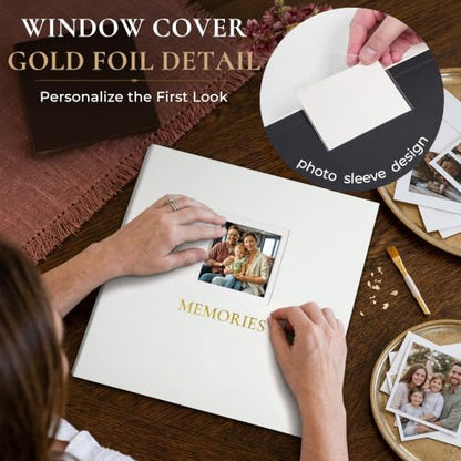Vienrose Photo Album 4x6 600 Photos Cover Window Beige - Personalized with 600 Pockets