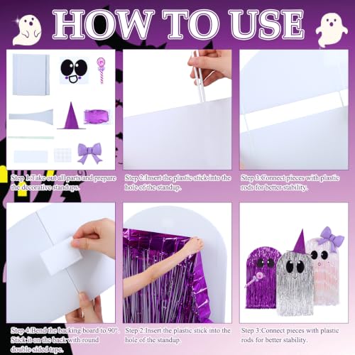 Halloween Ghost Cardboard Cutouts Set with Tinsel Curtains and Decor