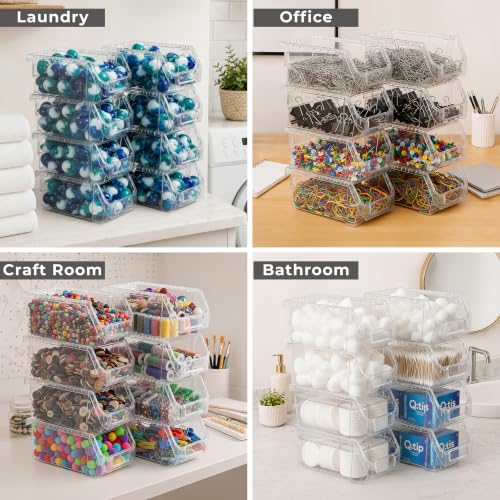 Sorbus Clear Stackable Storage Bins 8 Pack - Open Front Pantry Organizer