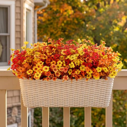 Artificial Fall Flowers Set Sunset Orange - 24 Bundles for Outdoor & Garden Decor