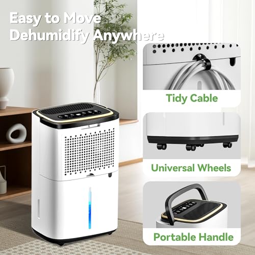 50 Pint Dehumidifier for Basement & Home - 5000 Sq.Ft, Drain Hose, 3 Modes